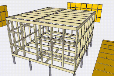 3D-model: Isoleret skur med listebeklædning 3D-model: Isoleret skur med listebeklædning